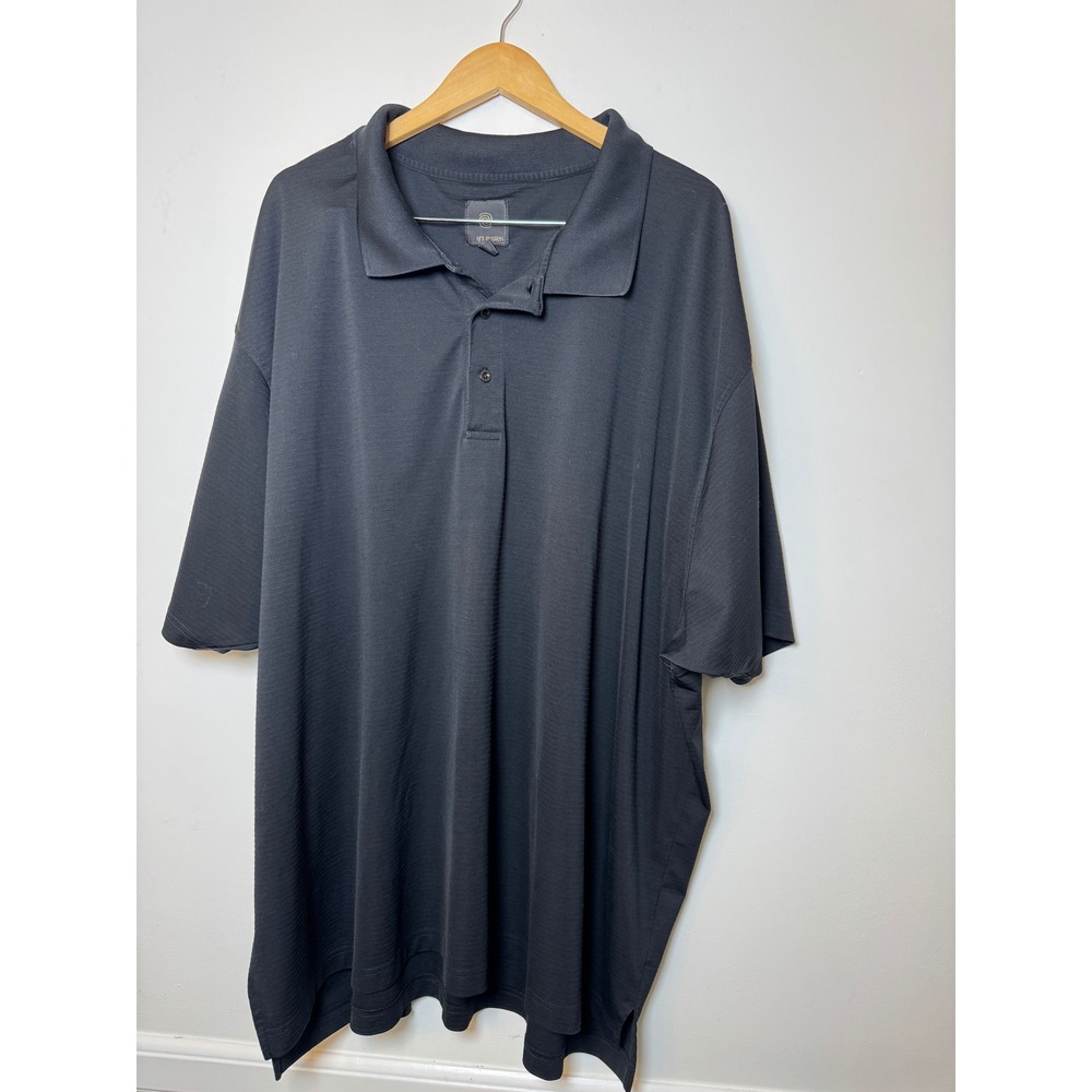 FX Fusion Mens Polo Shirt Black Short Sleeve Textured Knit Top Size 5X